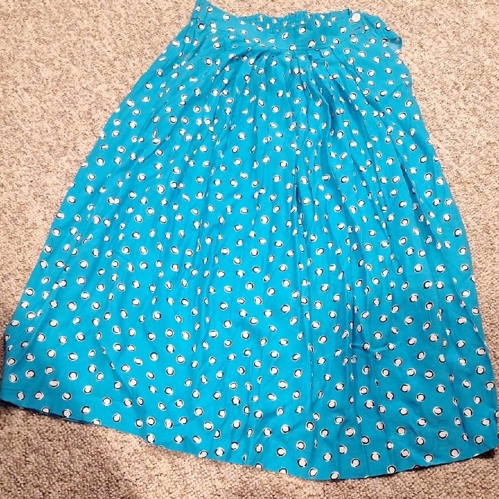 Vintage 80's Chaus Bright Blue Polka Dot Maxi Skirt